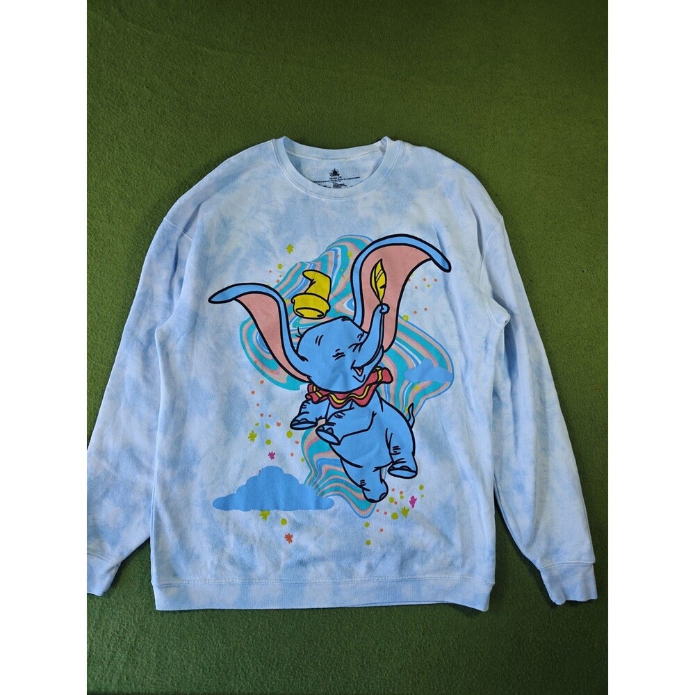 Unisex Adult Disney Sweatshirt Flying Dumbo Cloud Elephant Double Sided SZ Large
